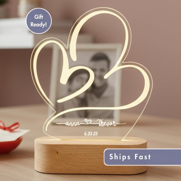 Personalized Couples Night Light – Custom LED Love Lamp - Picture 1 of 8